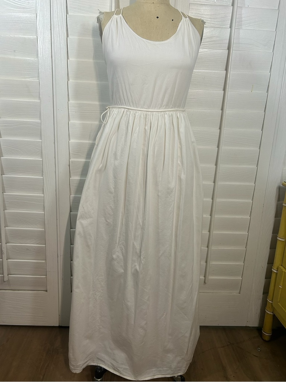 The Kooples White Sleeveless Maxi Dress with Gathered Waist